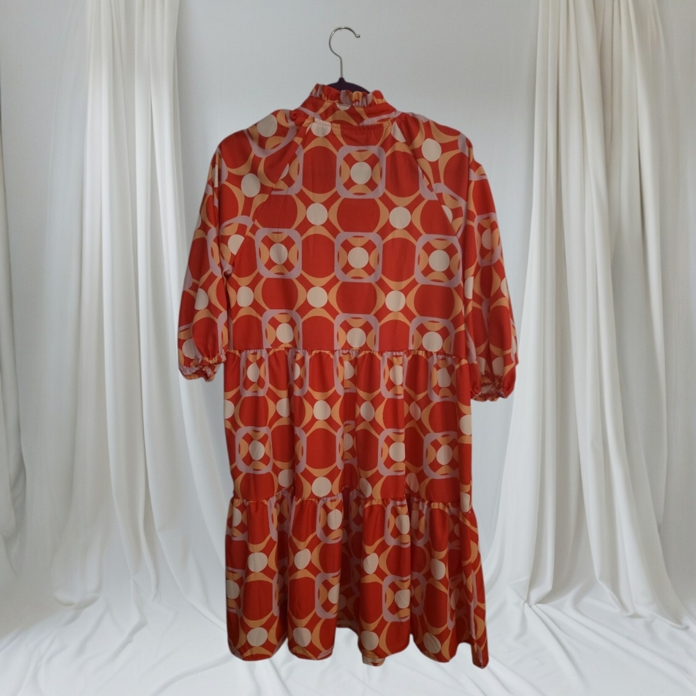 Retro Geometric Tiered Dress –‎ Bold Statement Piece - Picture 2 of 2